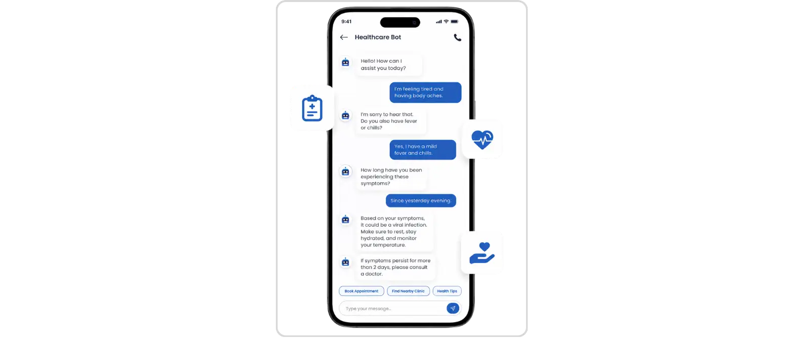 AI-powered healthcare support interface