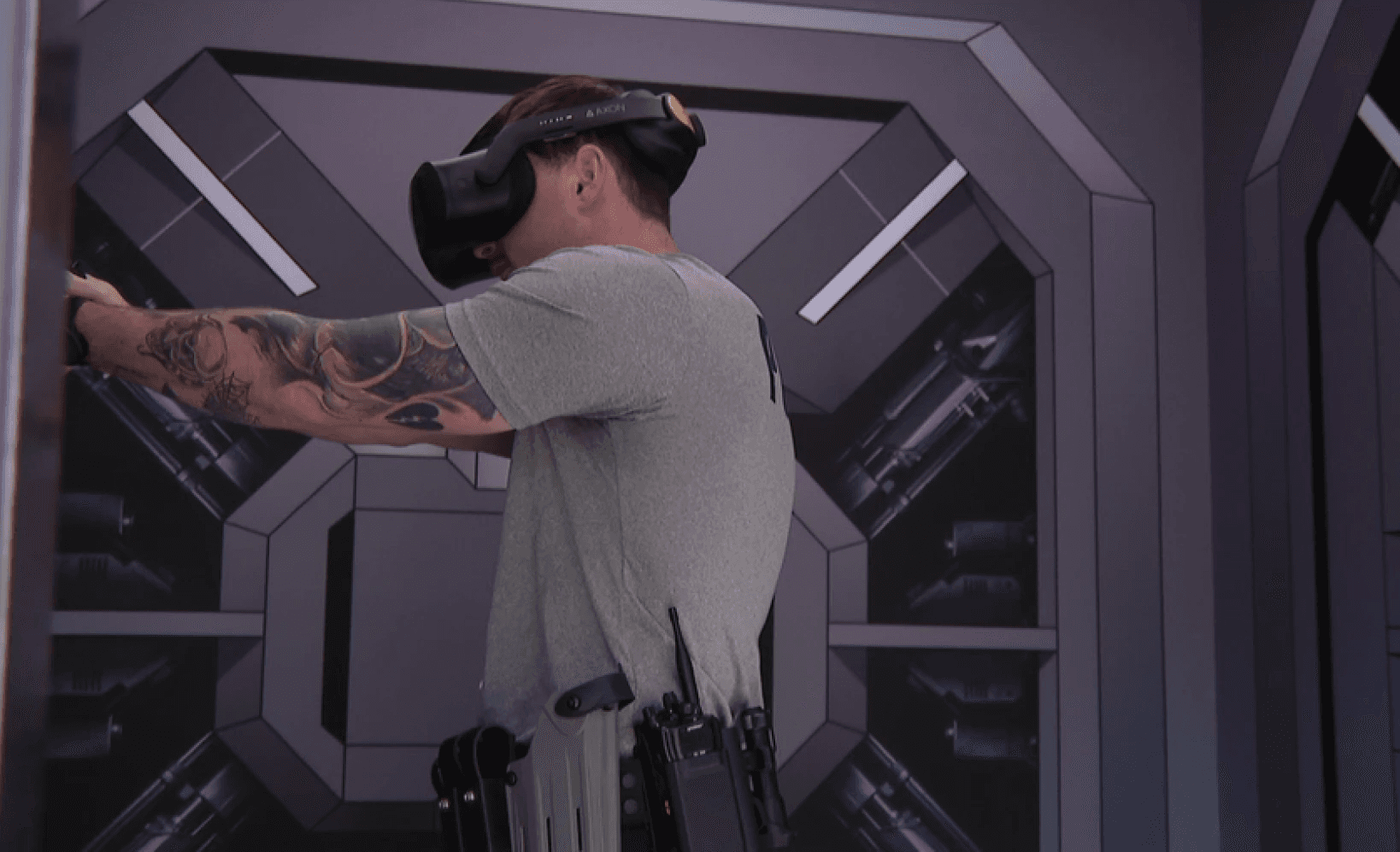 Tampa Police officer training with virtual reality goggles