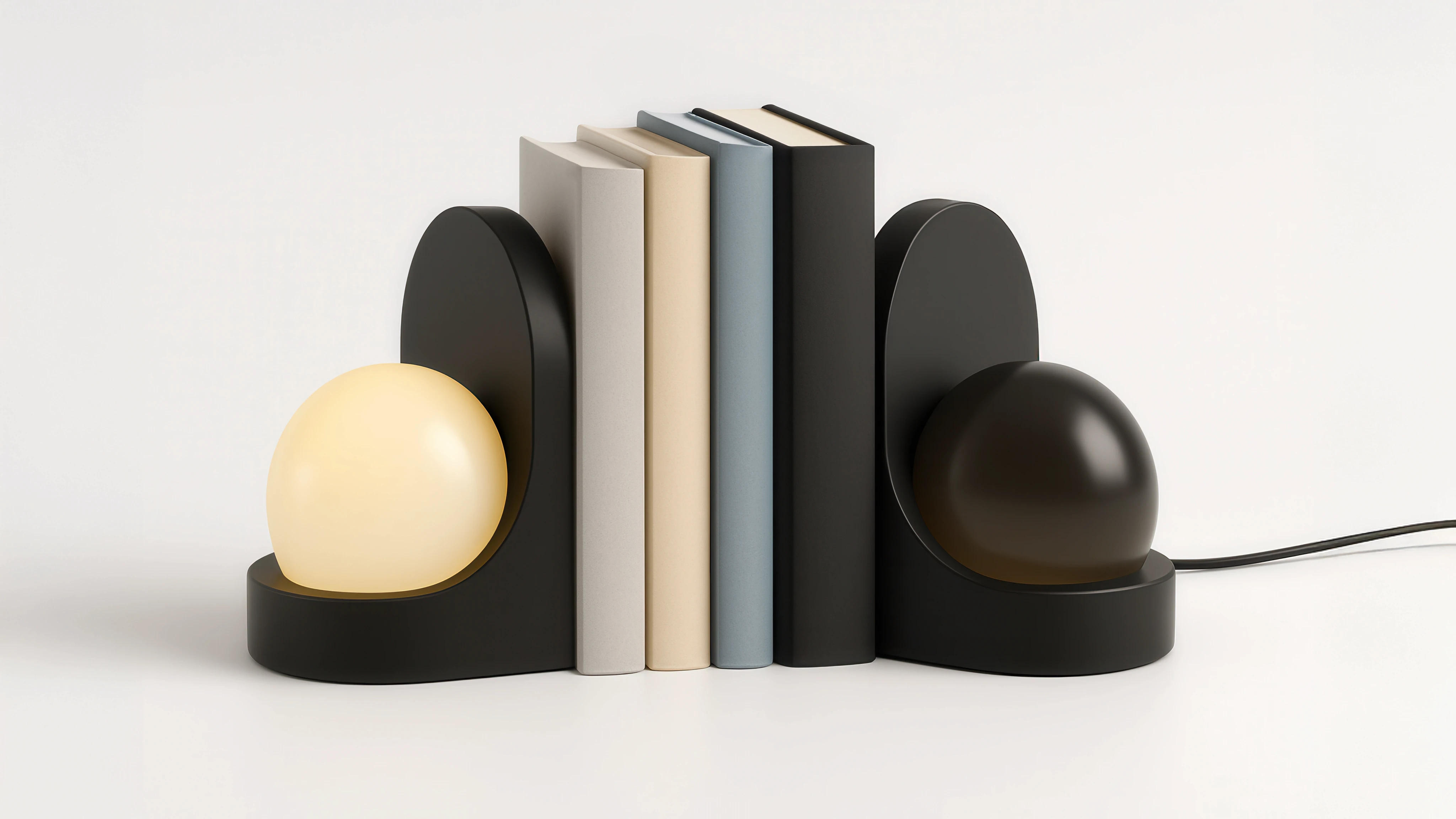 product design van een tafellamp, als boekensteun