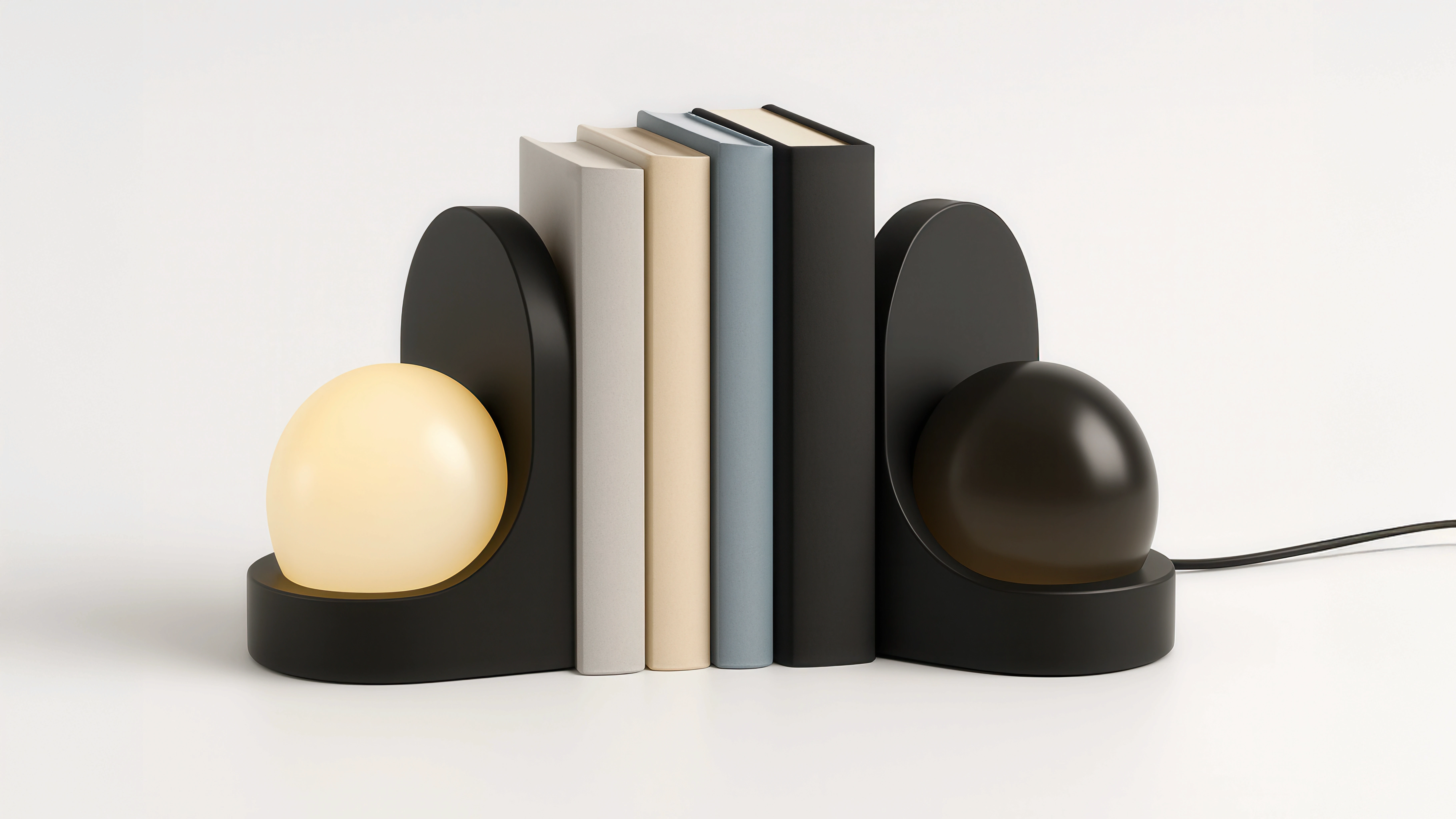 product design van een tafellamp, als boekensteun