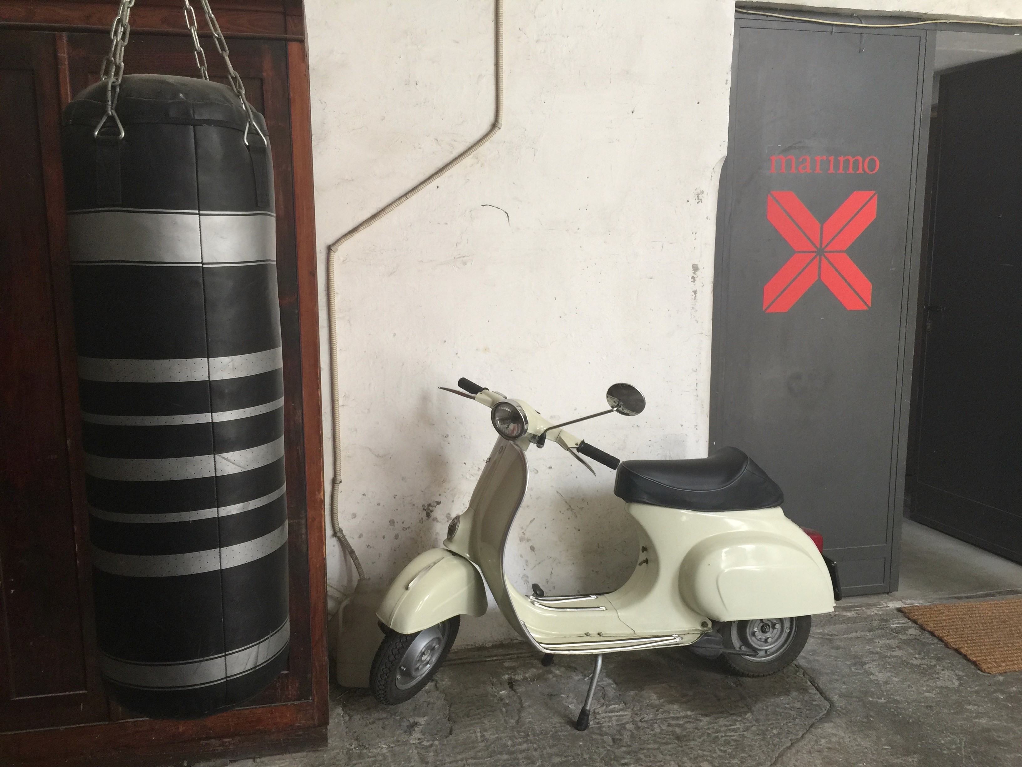 punching bang and a moped