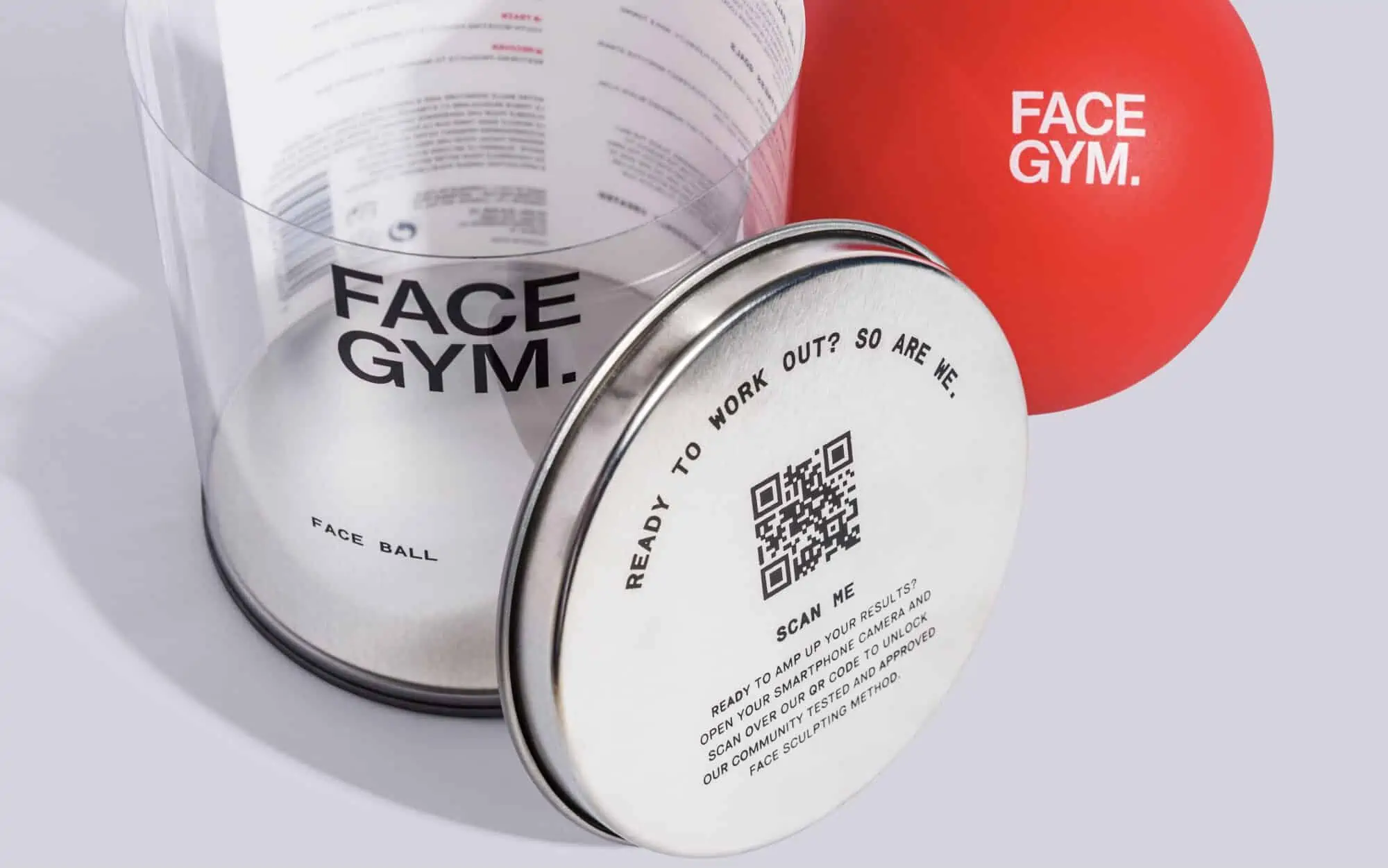 FaceGym Clear Product tube with tin lid