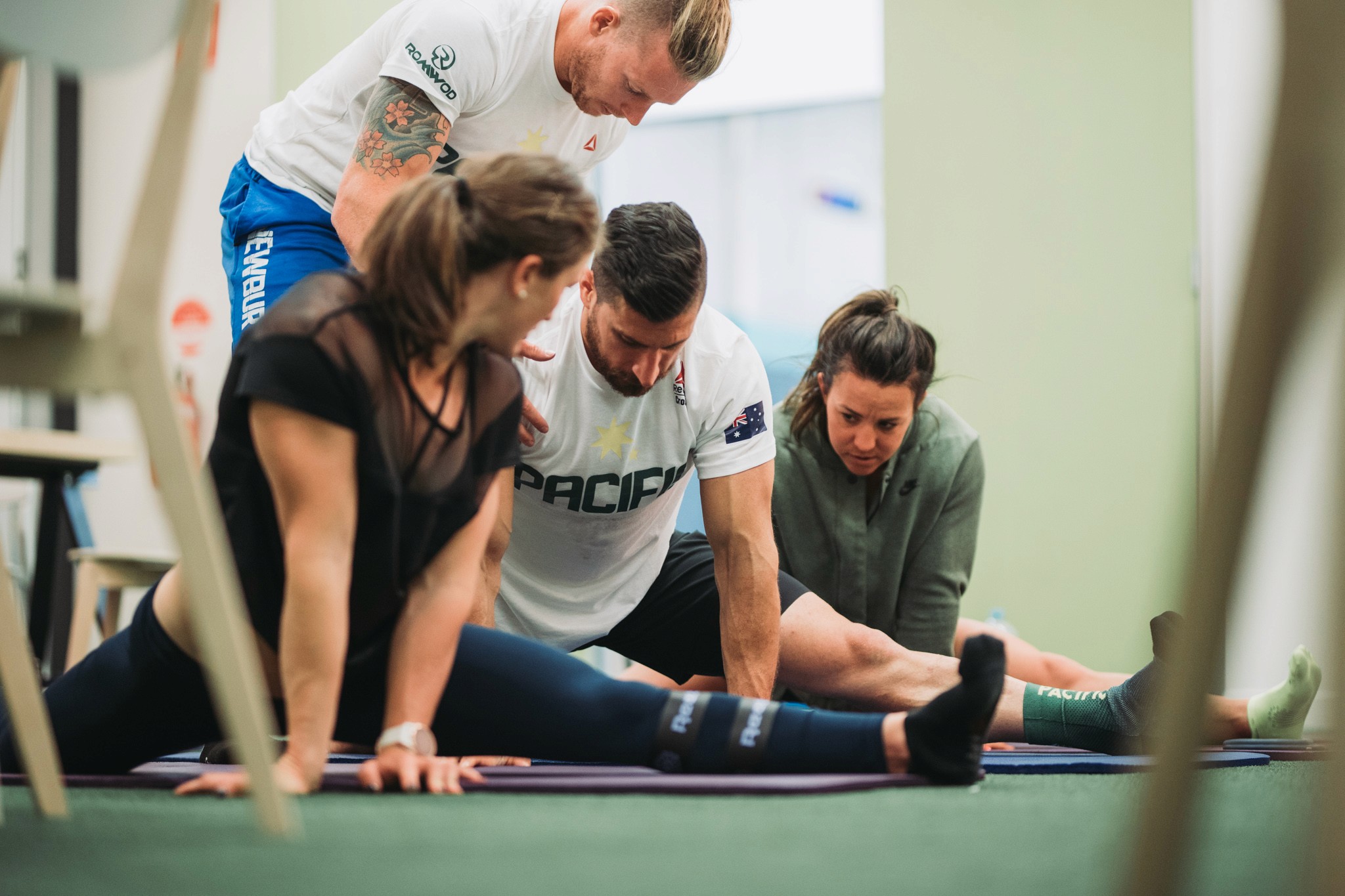 Stretching with team mates -  Isometric vs Isotonic Exercises