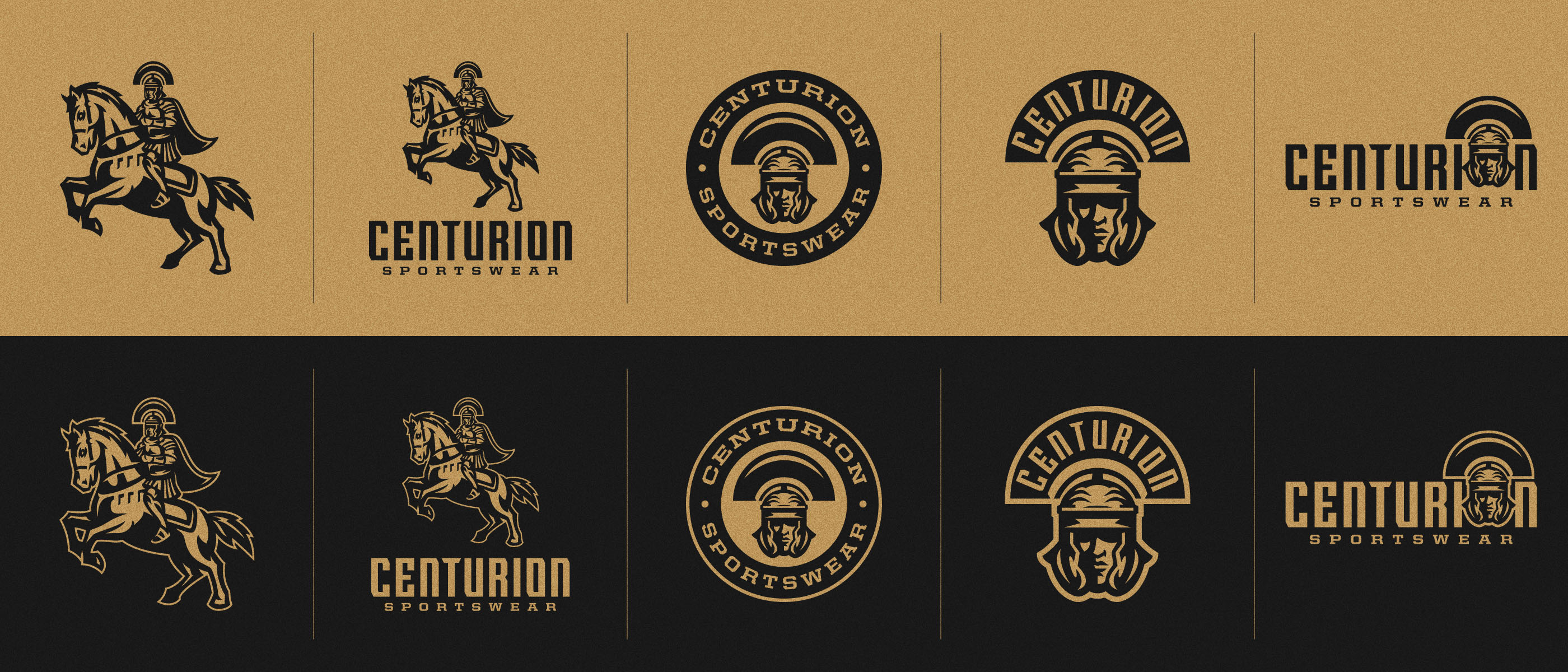 Centurion Sportswear full logo system as one color.sportswear-one-color-logos
