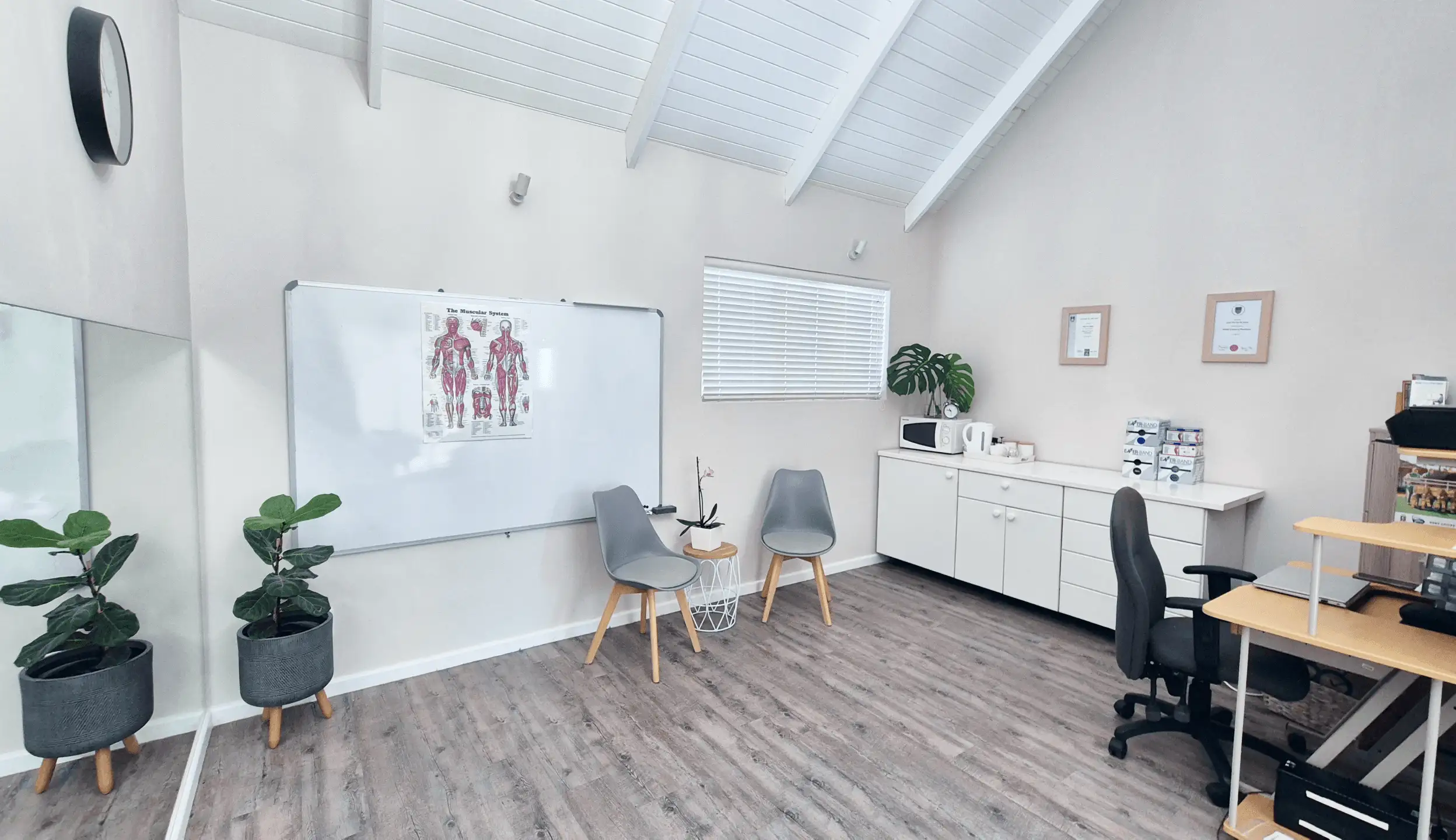 Warm and brightly lit clinic space office area