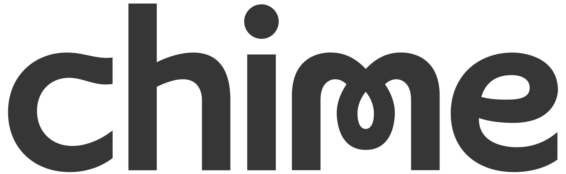 Chime logo, green lowercase text.