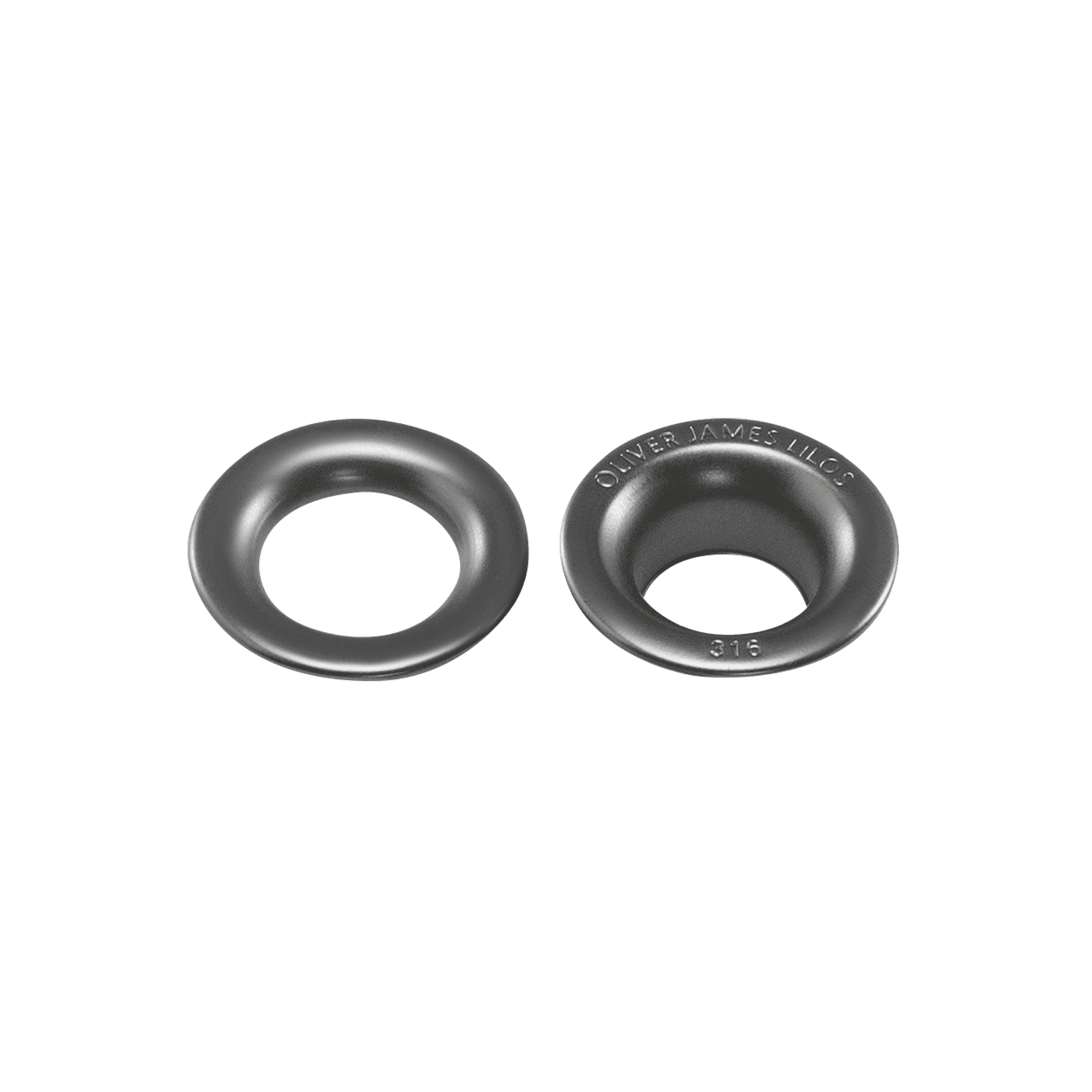 Custom 316 stainless steel eyelet in silver finish used to tether a pool float securely poolside