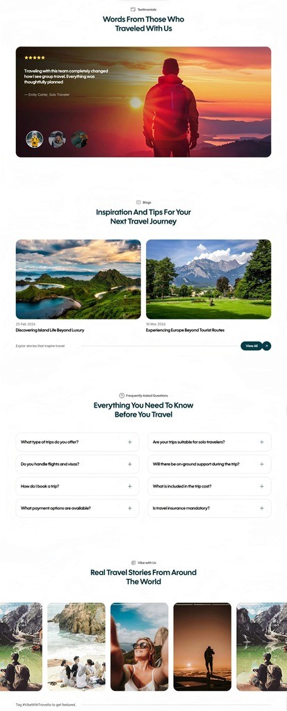 Travellio travel agency website design by Royce Studio