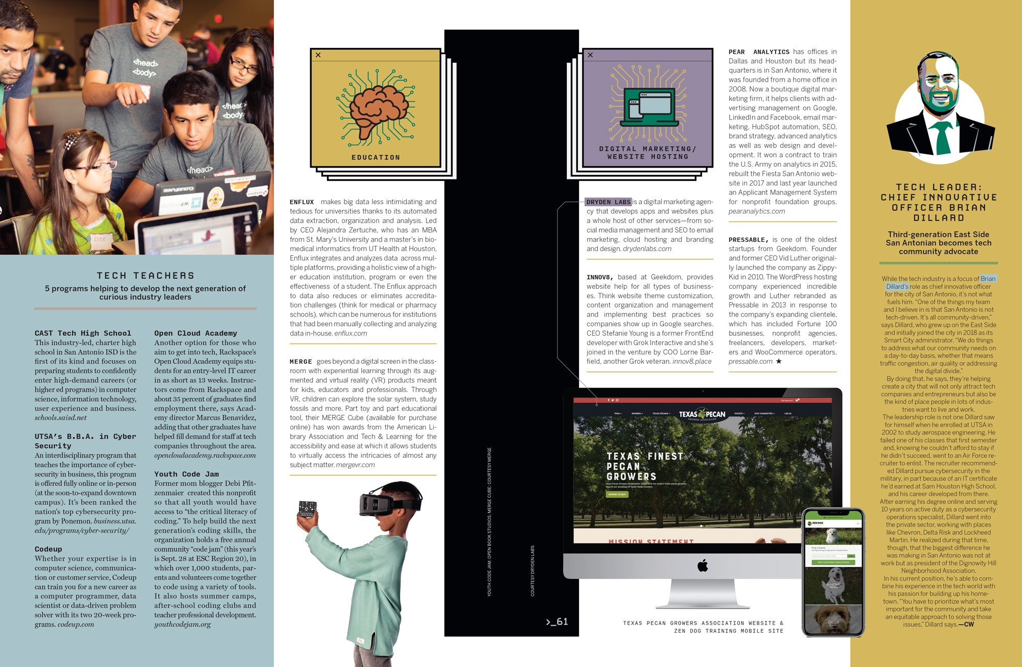 Magazine spread for a tech story
