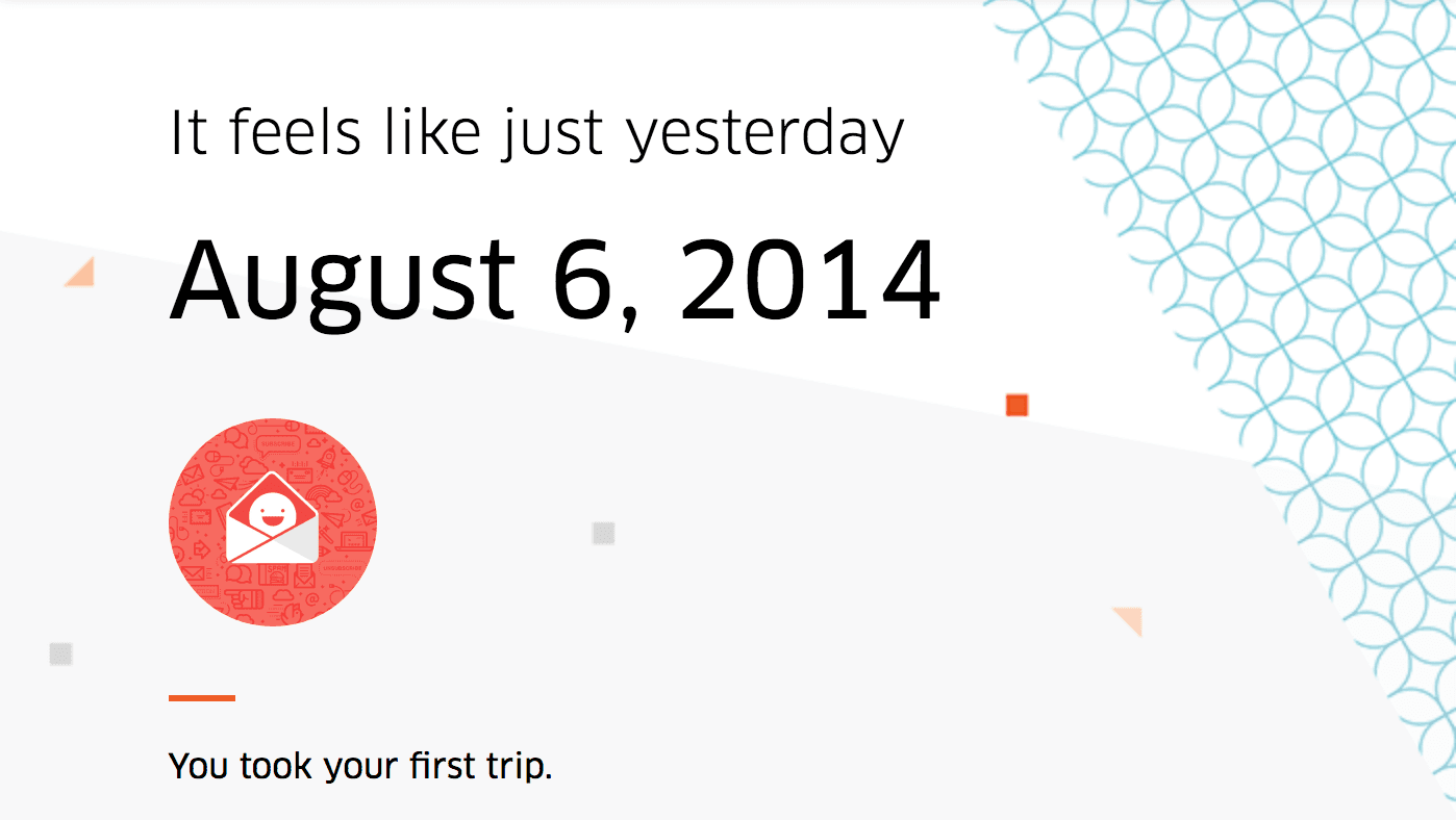  Uber used emails to recap each customer's year anniversary, but the same thing could be done for an annual recap. 