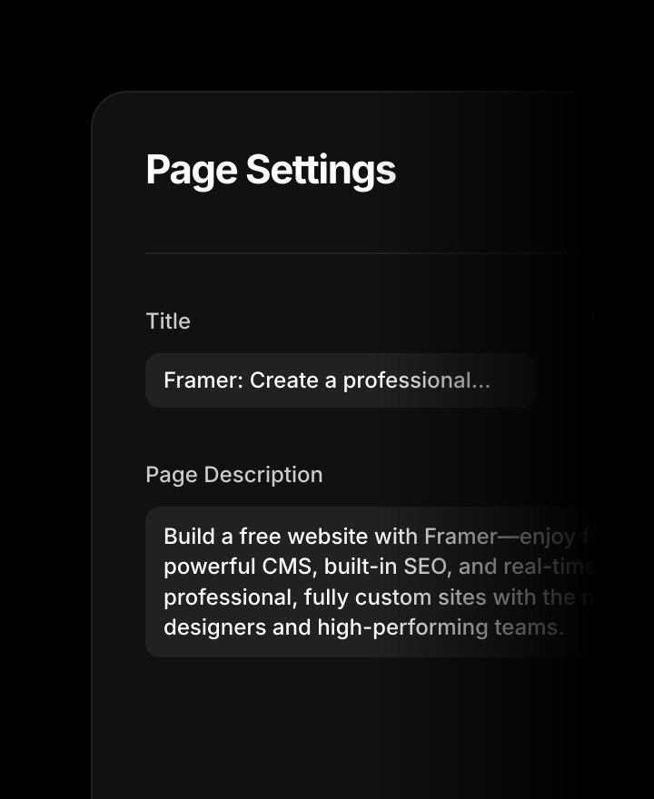 Framer SEO page settings