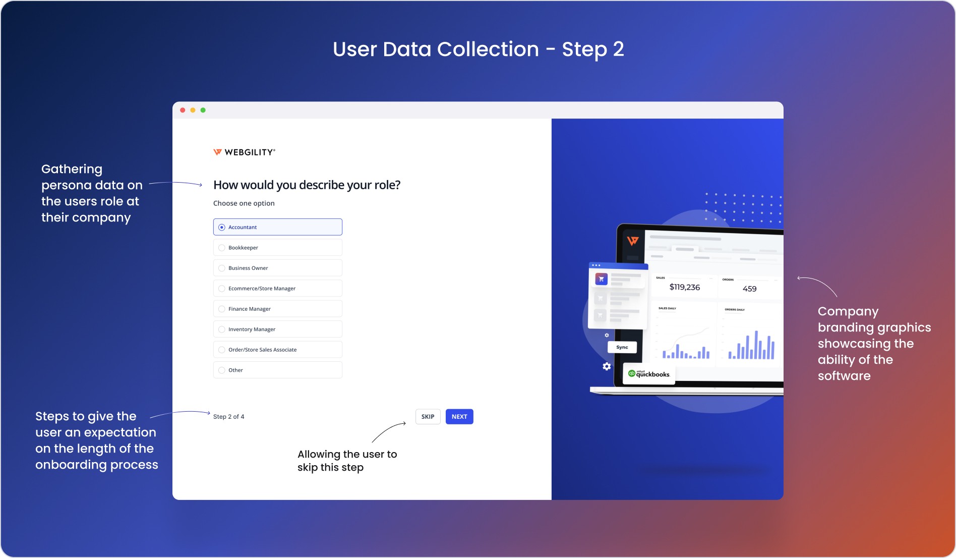 Modern designed sign-up landing page