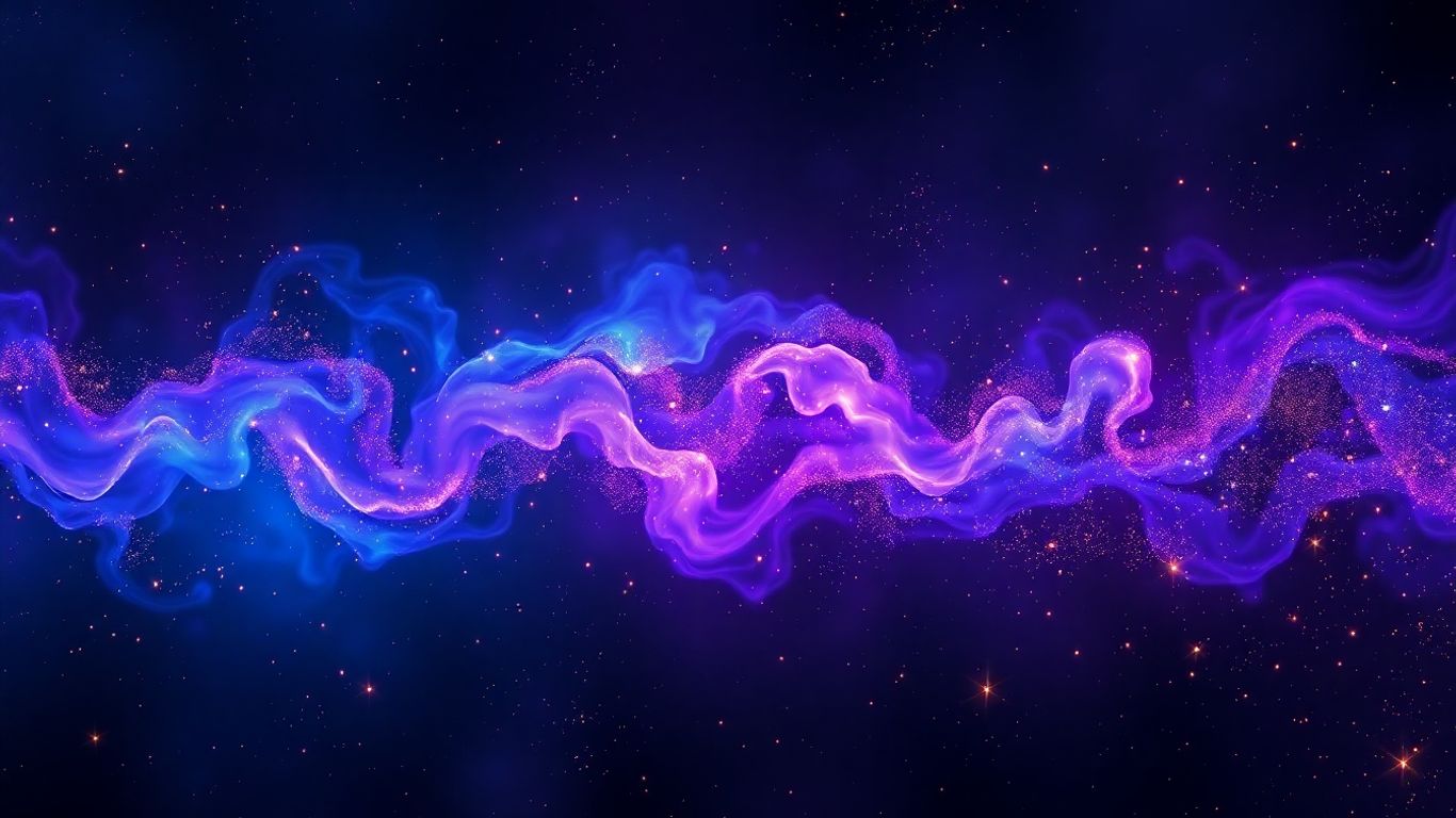 Cosmic nebulae with glowing particles and metallic sheen.