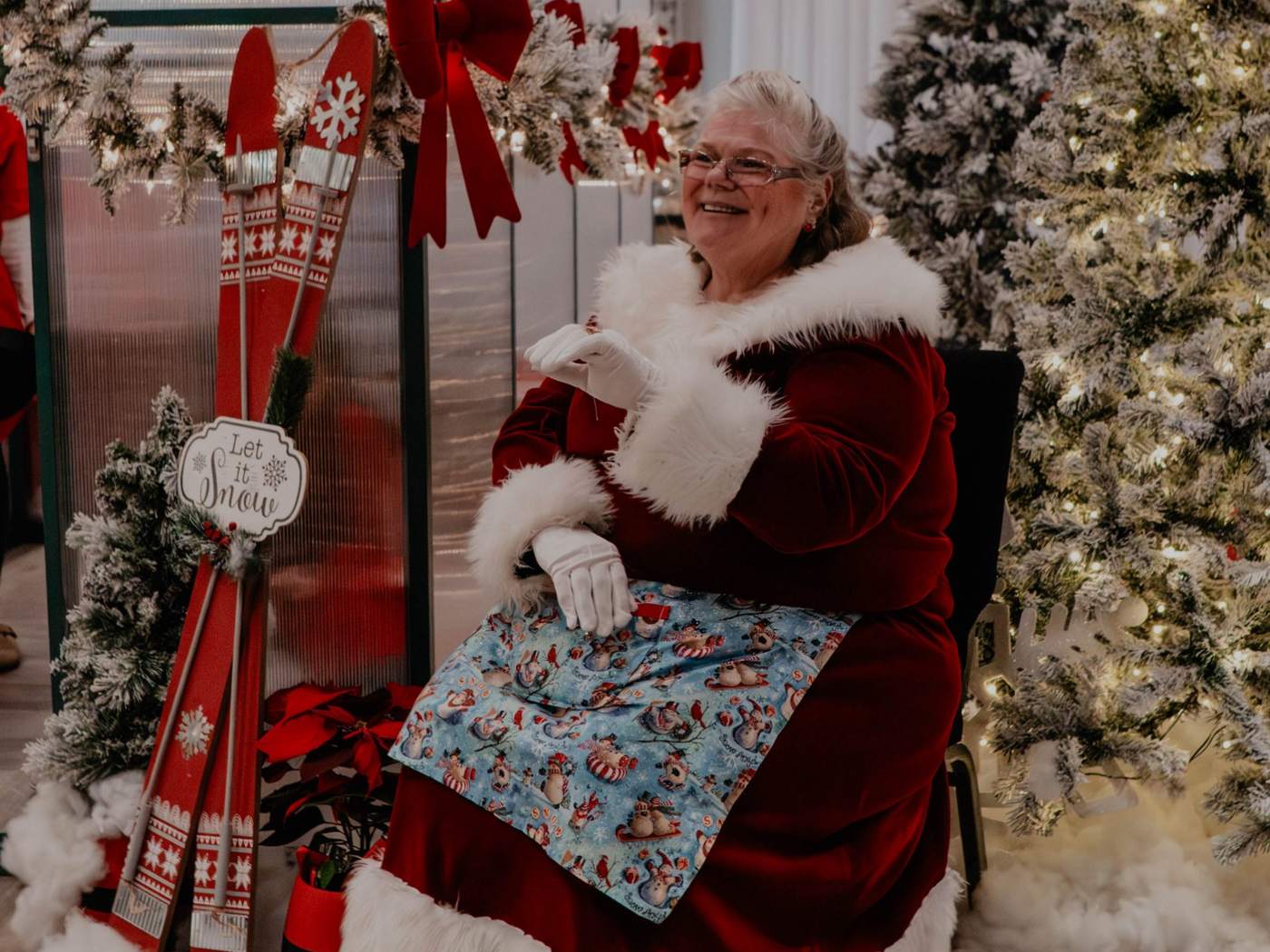 Mrs. Claus in the Christmas greenhouse