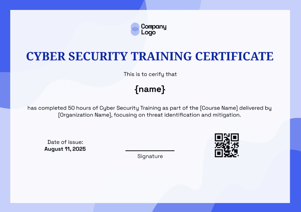 Cyber Security Certificate Template