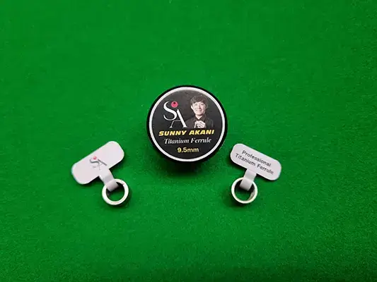 sunny akani titanium ferrules on a snooker table