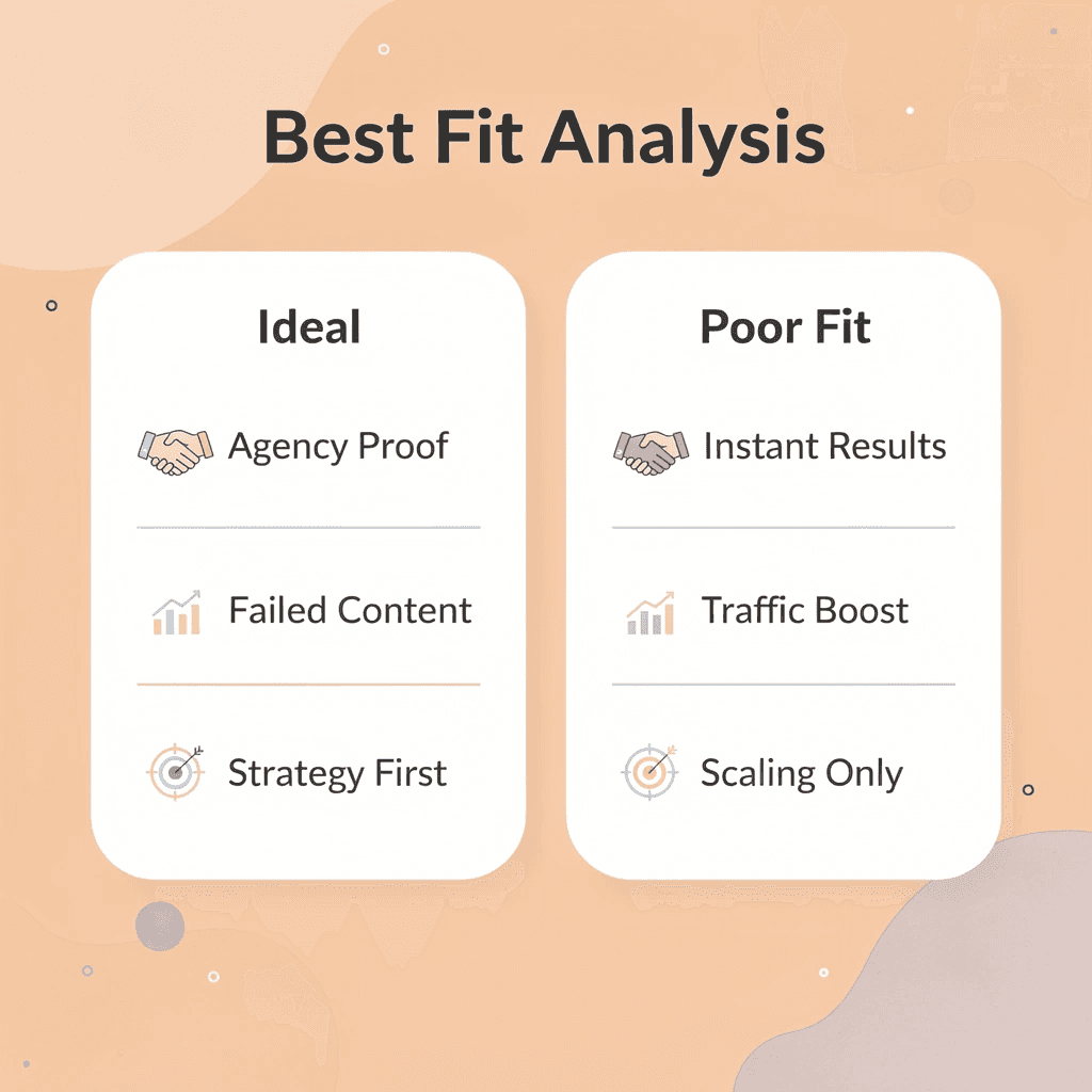 Comparison chart showing ideal vs poor fit candidates