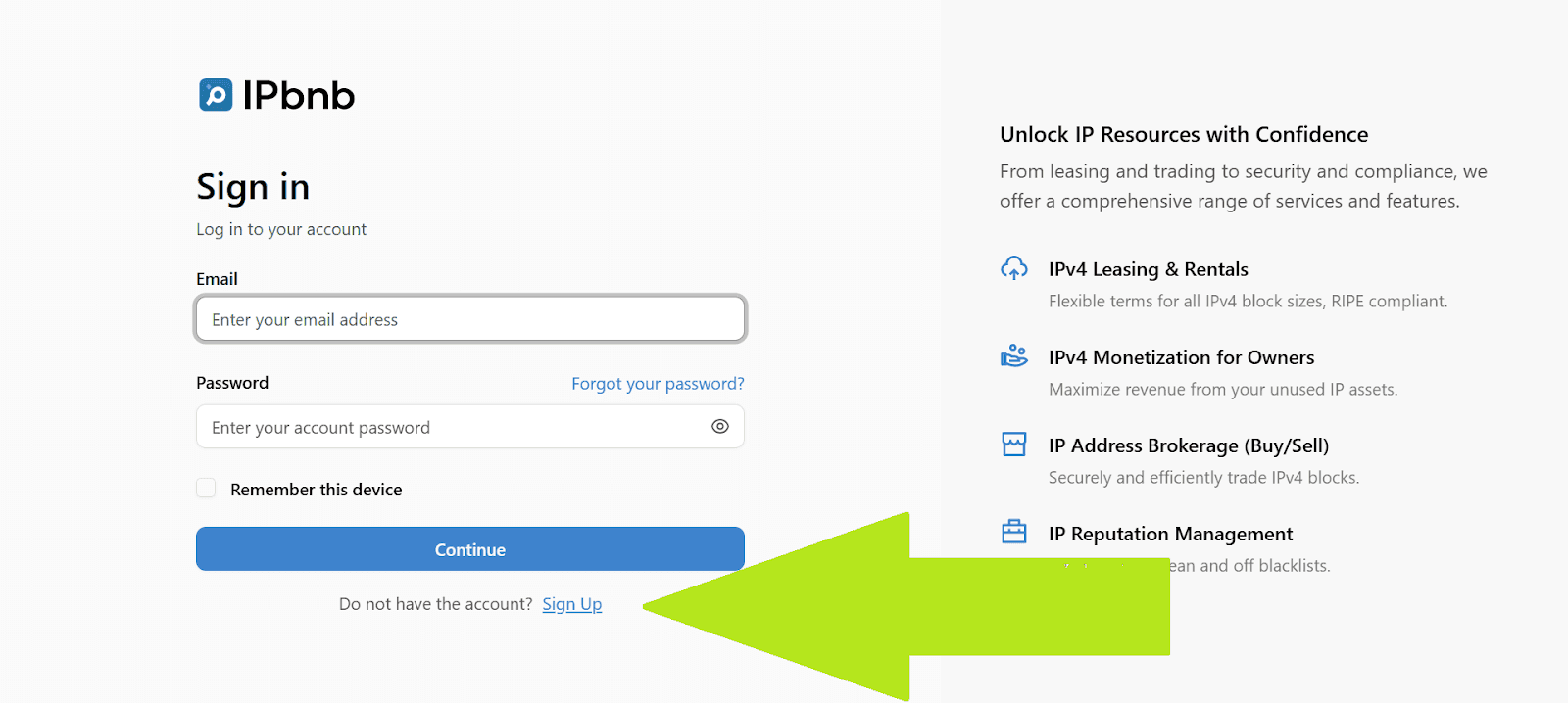 registration on IPbnb