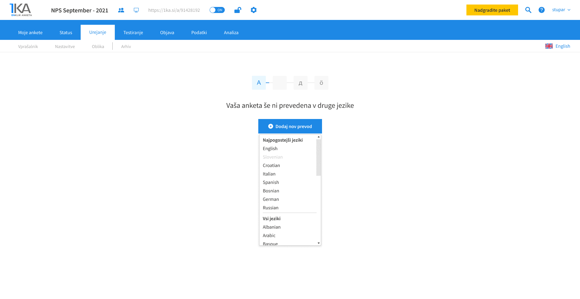 1ka - translate your survey empty state