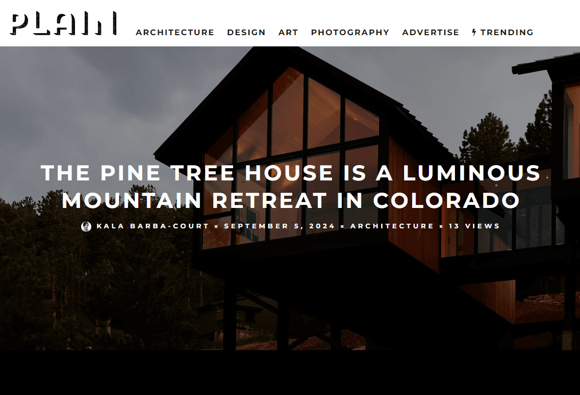 cover image of follow architecture pine tree house featured on plain magazine website