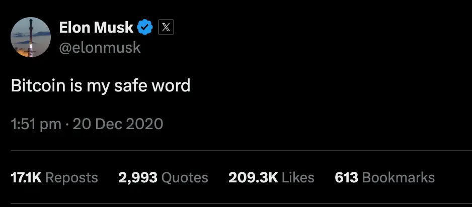 Elon musk tweet on twitter. Ceo's personal brand helps with crypto twitter marketing