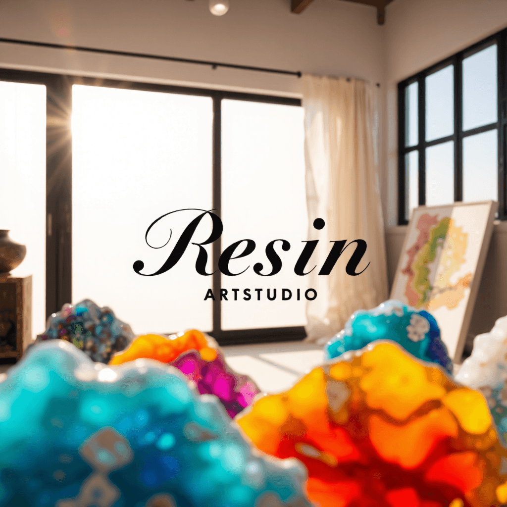 product photography of a logo of a resin art studio