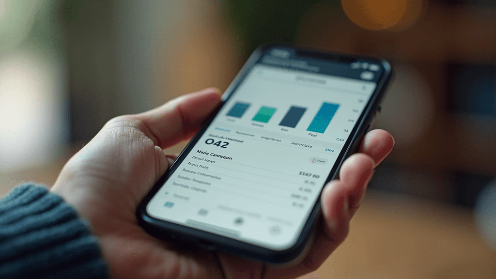 Close-up view of a smartphone displaying Amazon advertising campaign metrics