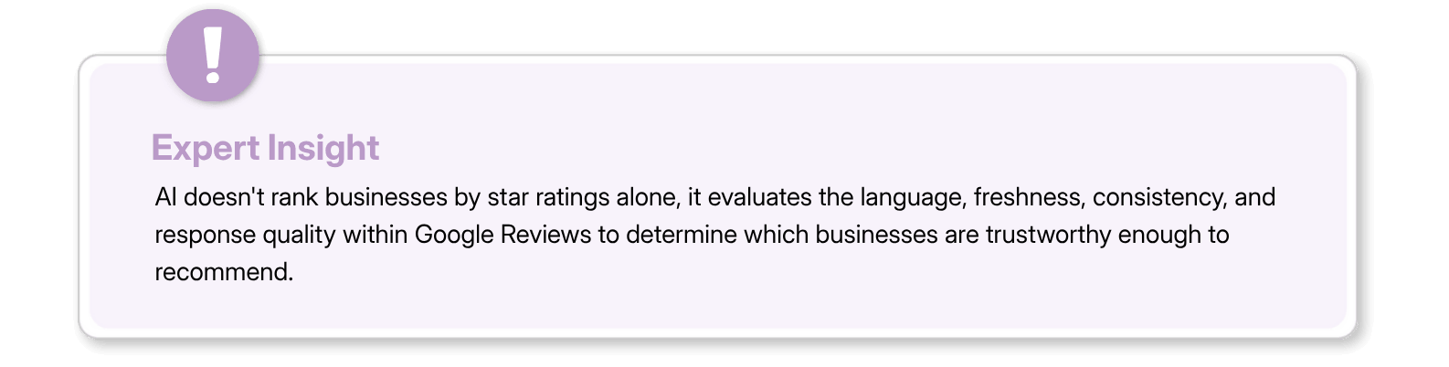 Expert Insight on how AI evaluates Google Reviews for business ranking and trustworthiness.