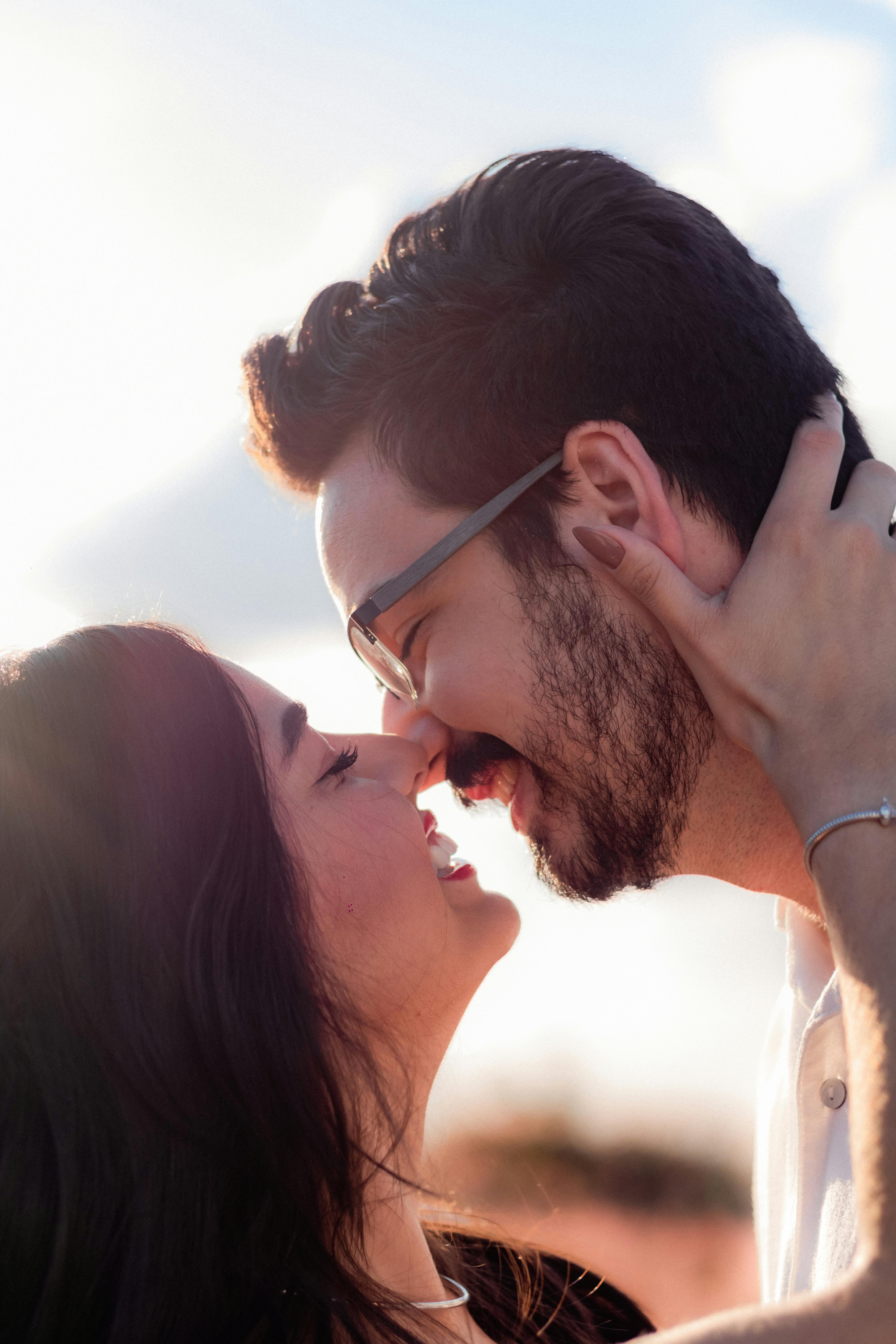 Lovers about to kiss