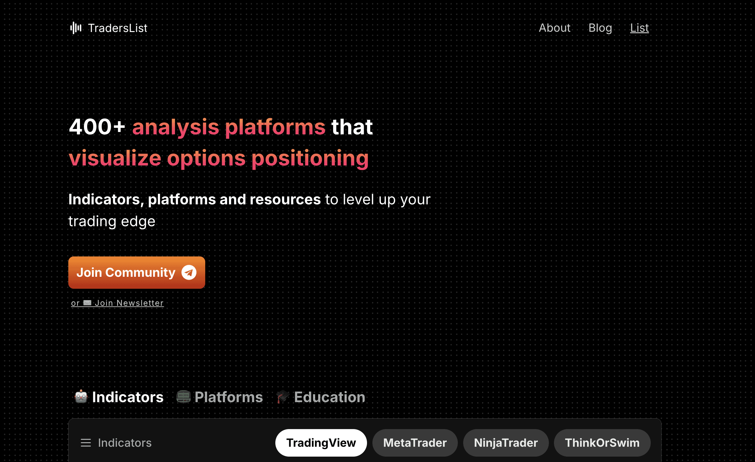 Introducing TradersList - 400+ Best Free Trading Indicators, Platforms & Resources