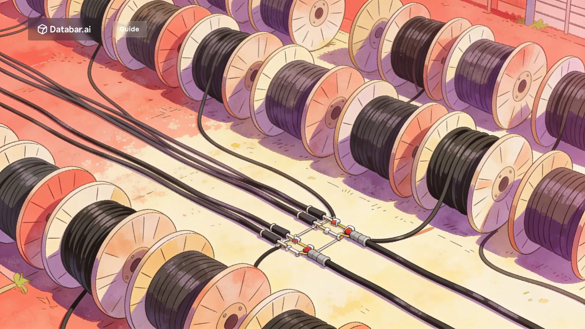Aerial illustration of cable spools being spliced into longer runs — phone number enrichment tools