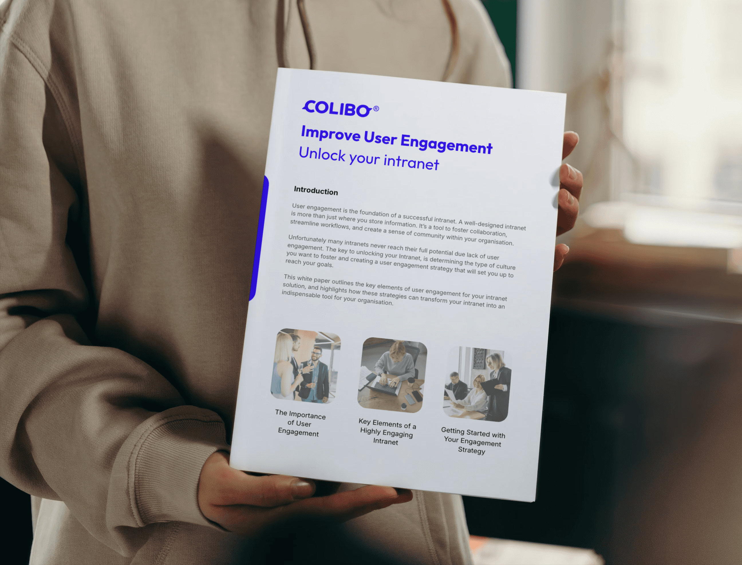 Skærmbillede af Colibo intranet på PC pg mobil