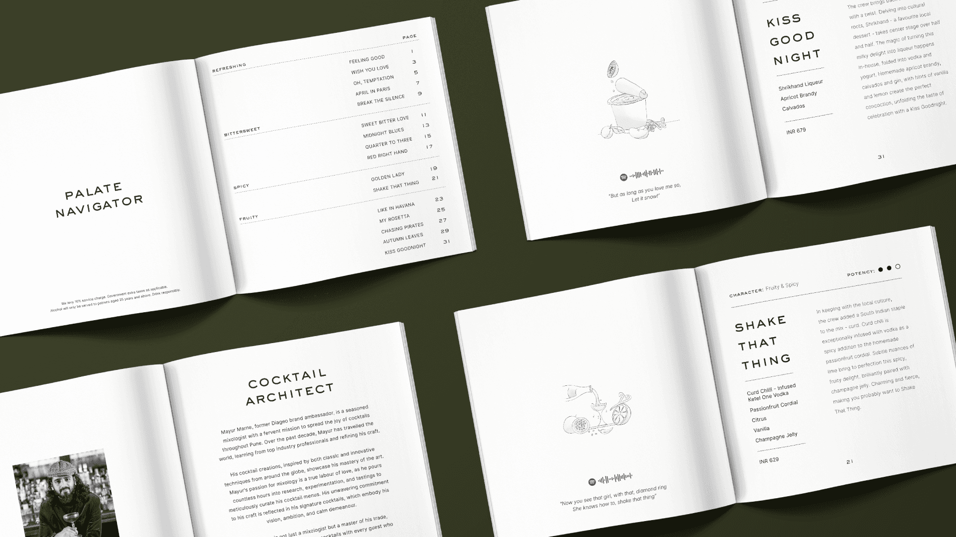 Rare Ideas designed the menu layout for Gather by using a combination of standout fonts and illustrations.