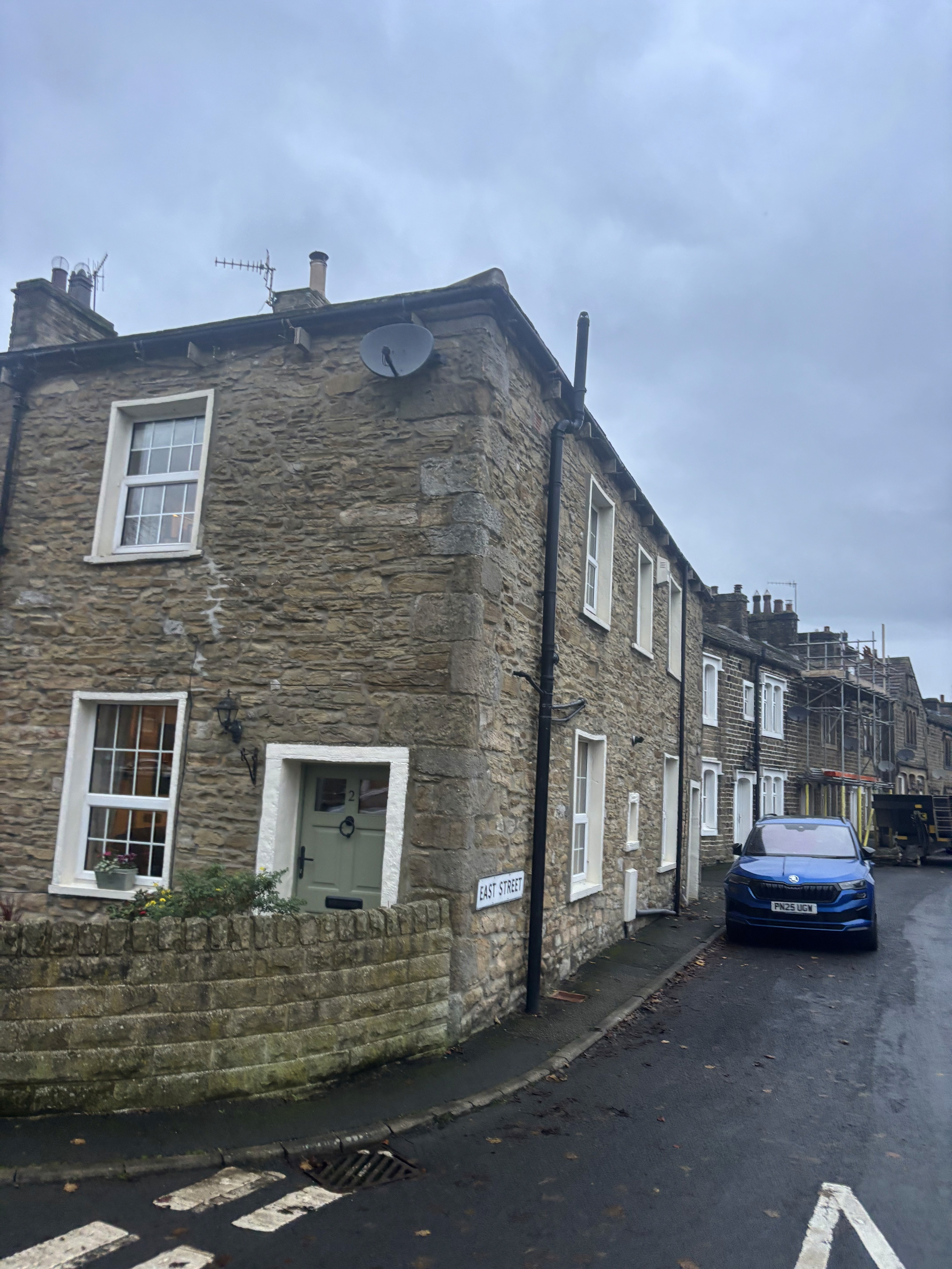 Residential property with freshly cleaned gutters