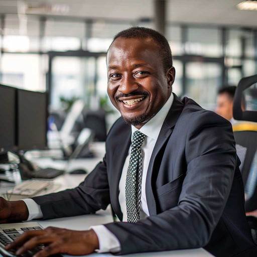 african man working in an office