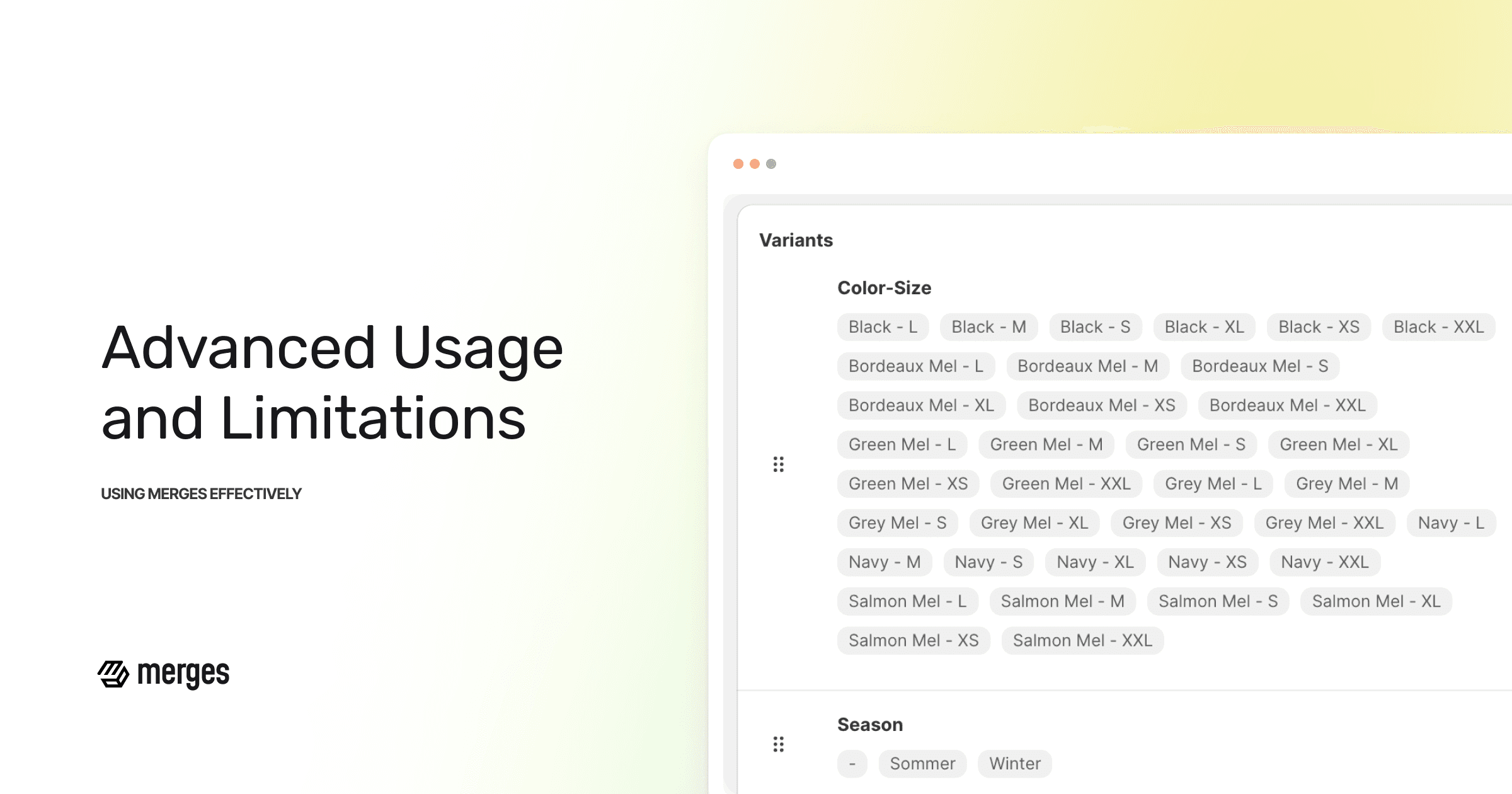 Merges documentation - advanced usage & limitations
