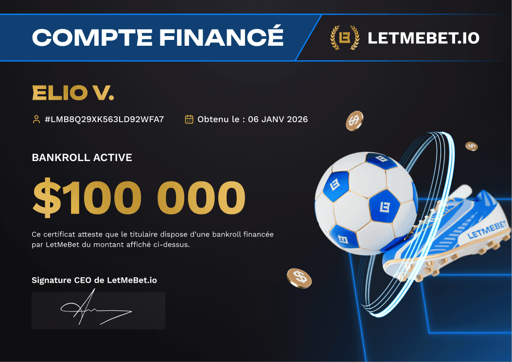 Compte financé LetMeBet Elio