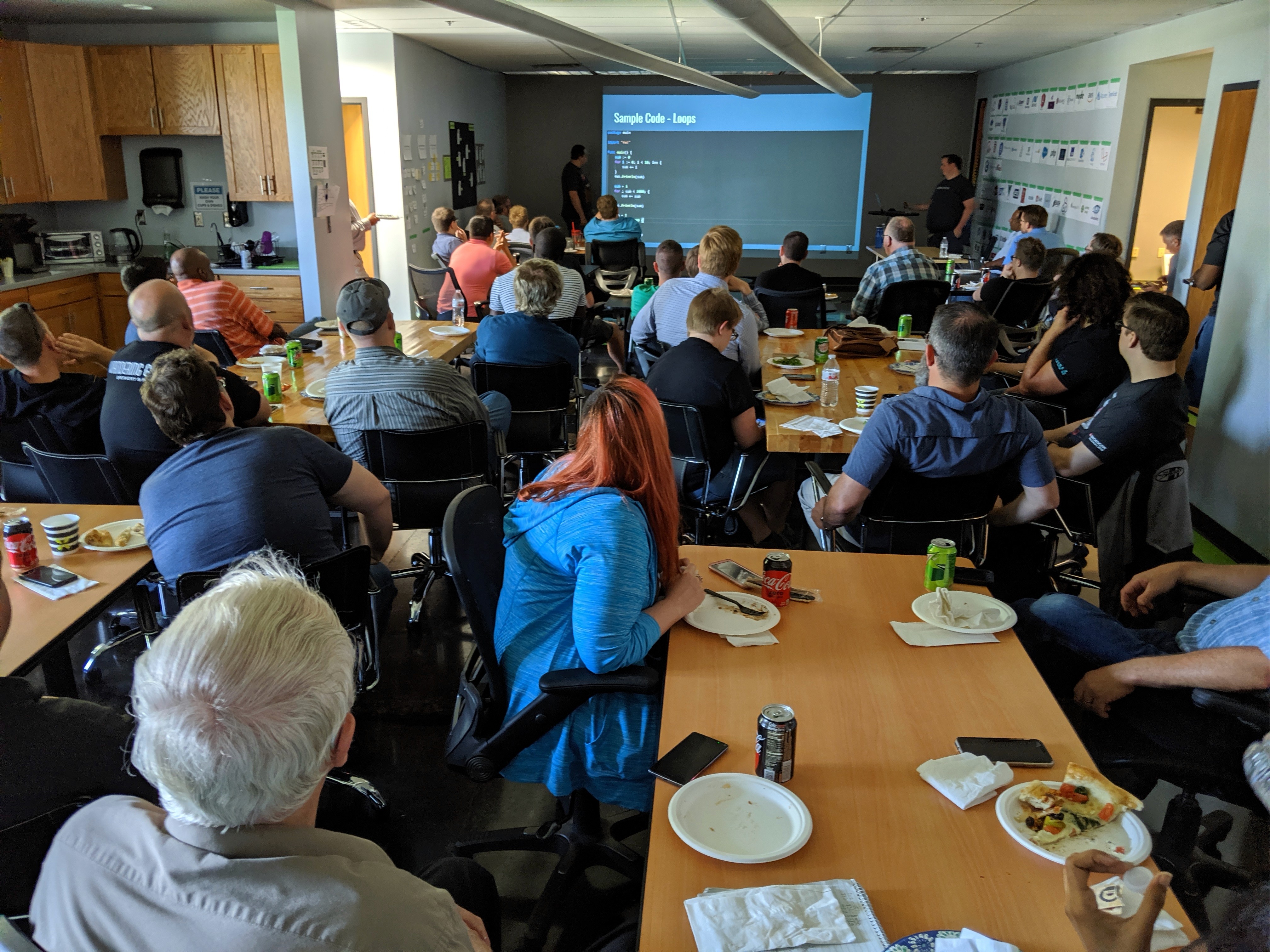 Smart Data Employees in the office having fun at a Lunch and learn event