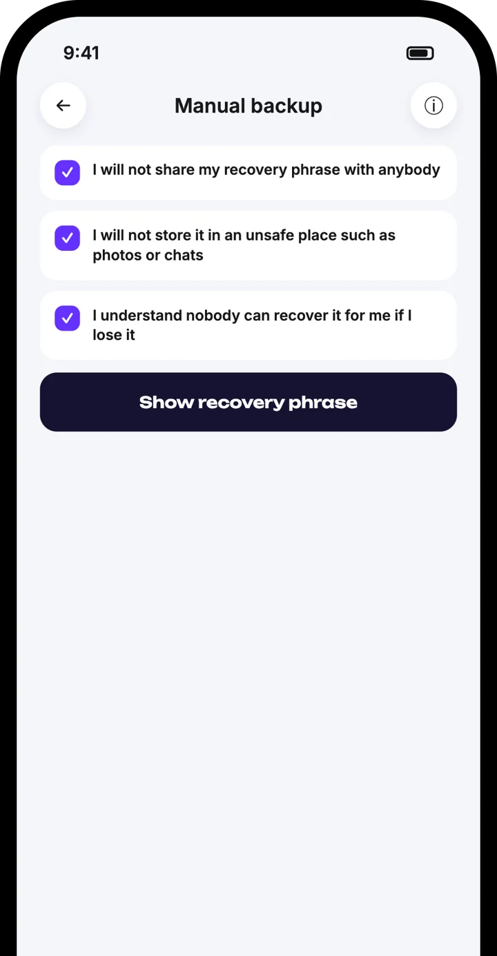 Atom Wallets app screen