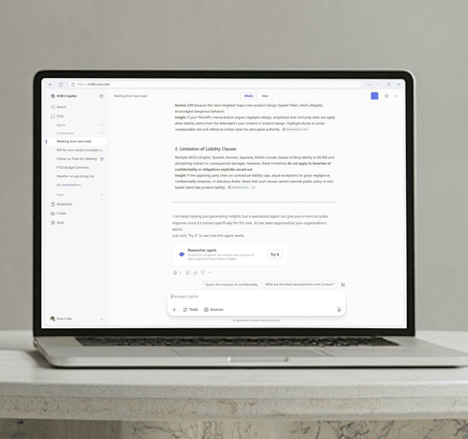 Copilot Agents Interface