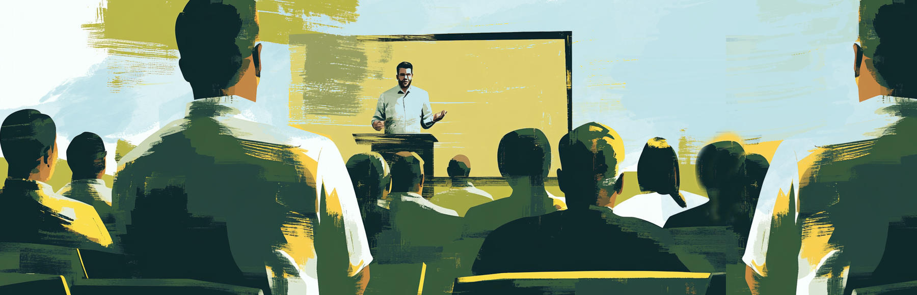 man presenting at a conference