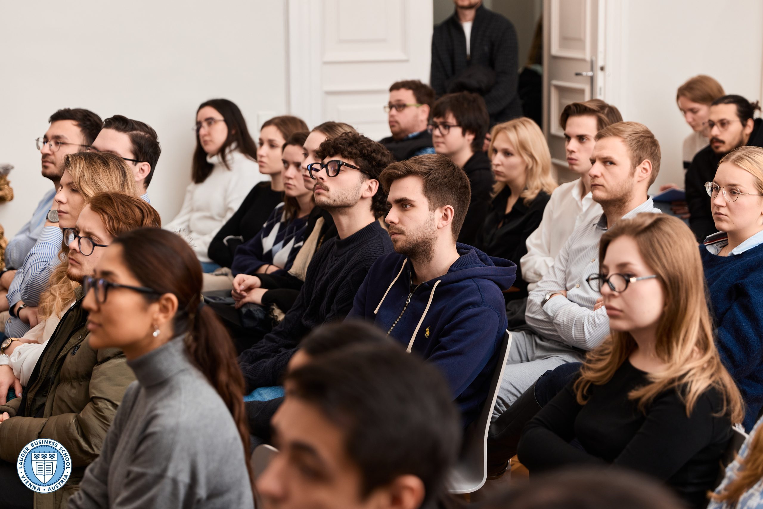 LBS students listening to Wolfgang Platz