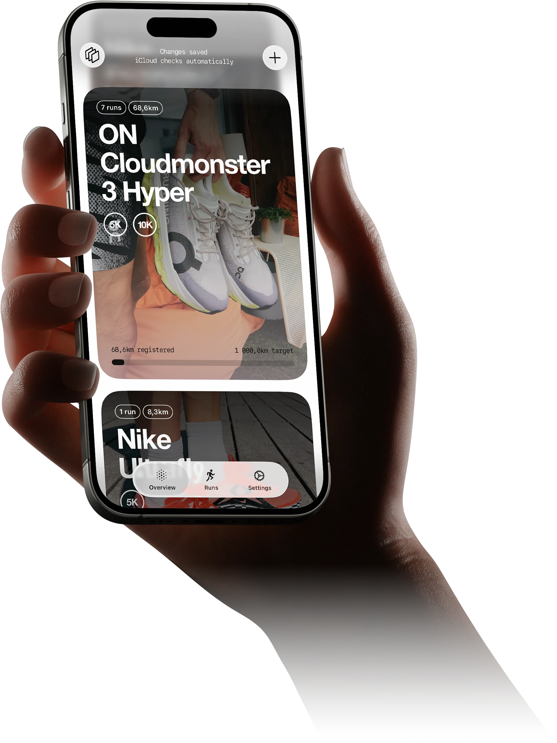SoleDust app shown on an iPhone held in a hand