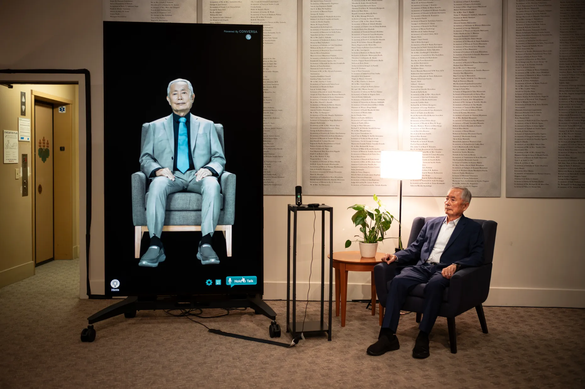 Actor Geore Takei with his digital AI counterpart
