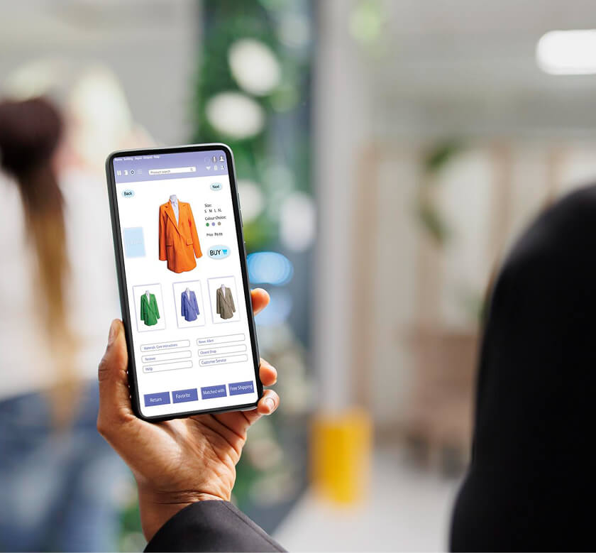 Shopping app displayed on a smartphone screen