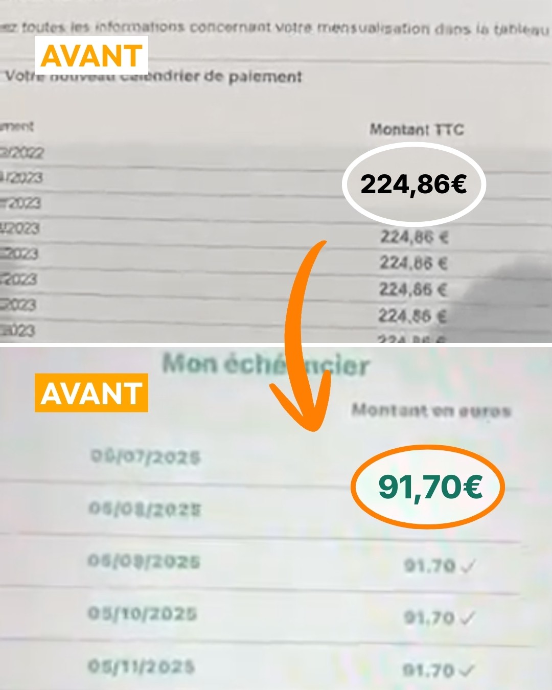 Facture avant / après panneaux solaires