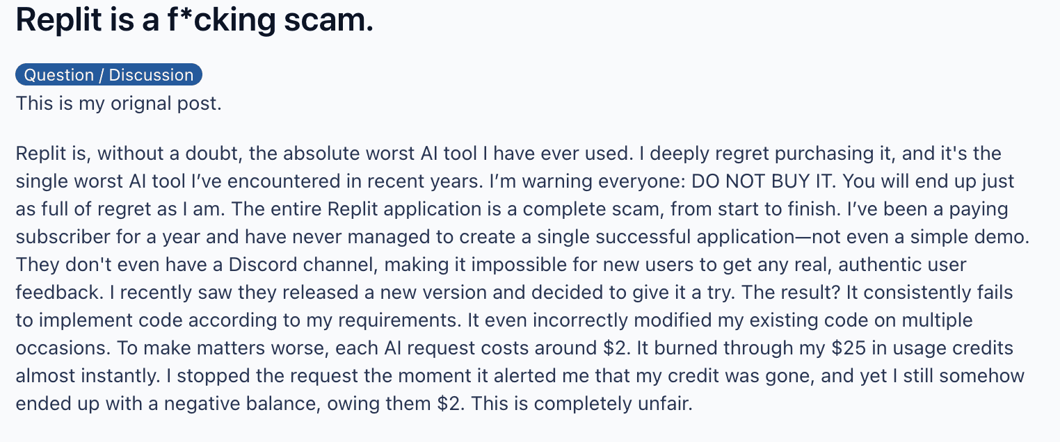 Replit Challenges Pricing & Credit Overuse