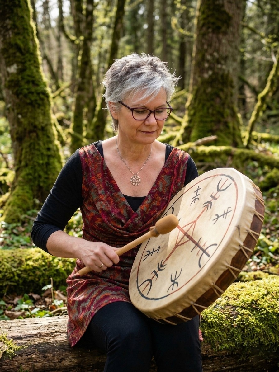 Woman taking deep breathing