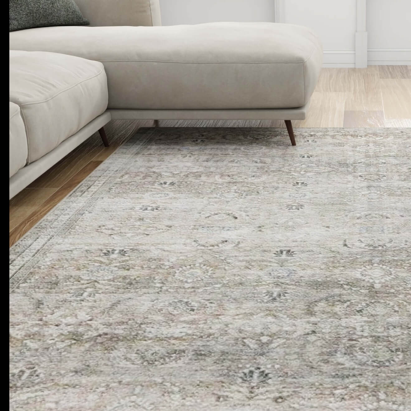 Area rug in living room setting