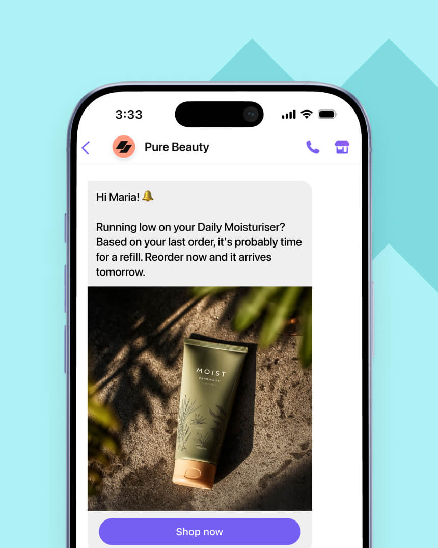 Viber messaging campaign showcasing a personalized message that aims to help a fashion e-commerce store recover abandoned carts.